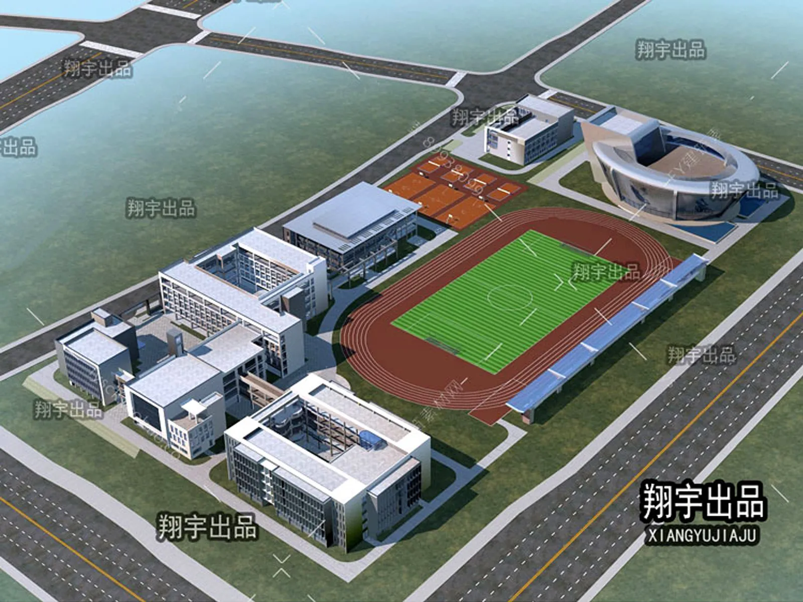 Exterior 3D Models of Shool – 3D Scenes – 035 – VRAY