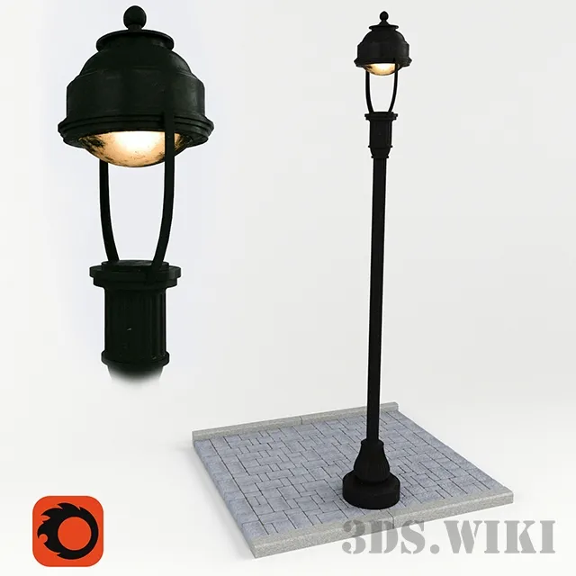 exterior-models – Street lamp with sidewalk 3ds Max