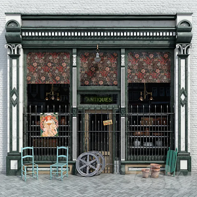 Facade Antique shop 3ds Max