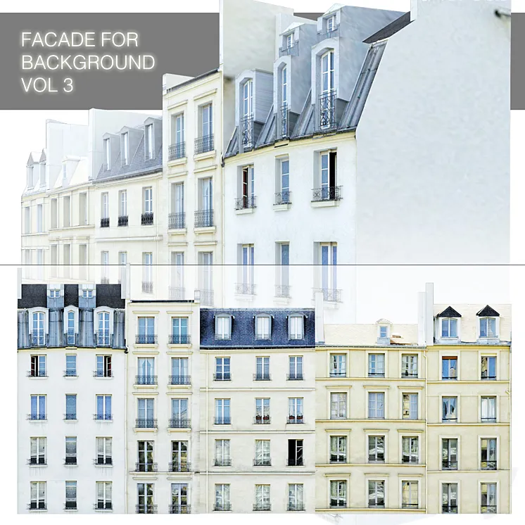 Facade for the background vol.3 Street of five houses 3DS Max