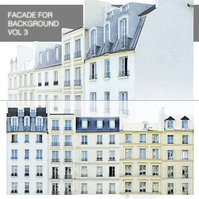 Facade for the background vol.3 Street of five houses 3DSMax File