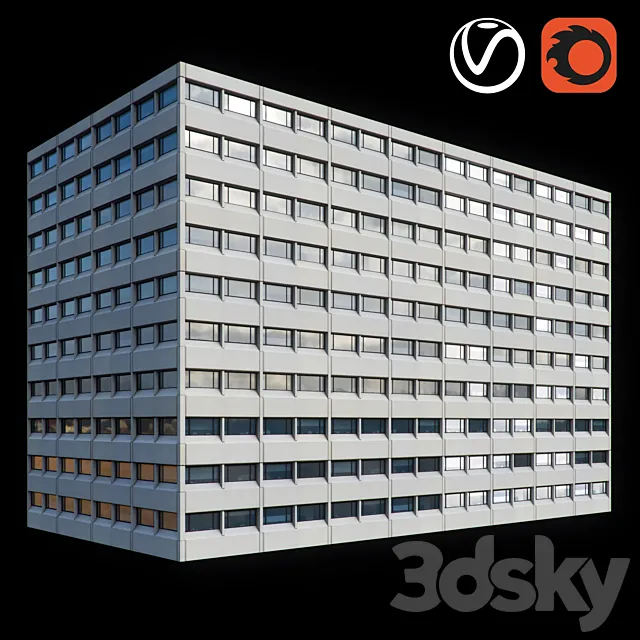 Facade of the office building _ Office building facade 3ds Max