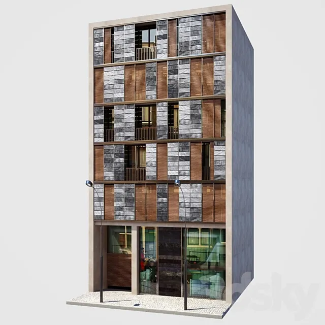 Facade. Office and Apartment building 3DSMax File