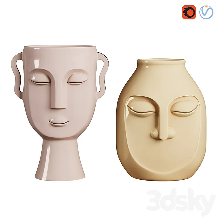 Face Vases Set 1 3DS Max Model