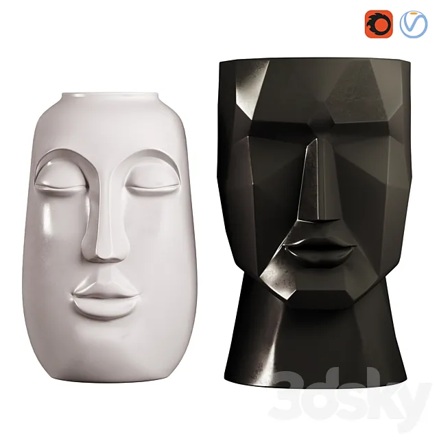 Face Vases. Set of 2 3DSMax File