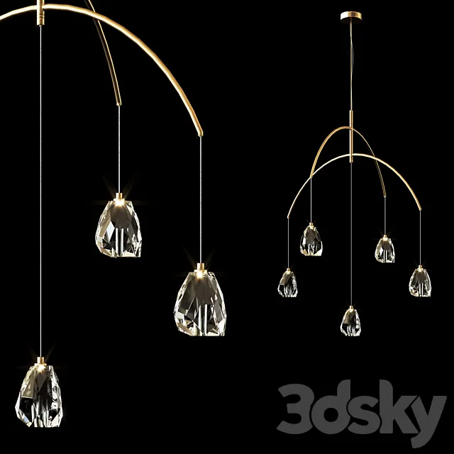 Faceted Crystal Five-Light Chandelier 3ds Max
