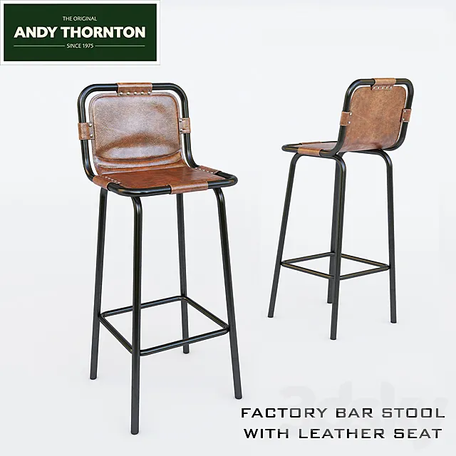 FACTORY BAR STOOL WITH LEATHER SEAT 3DSMax File