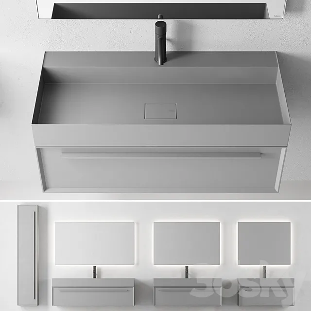 Falper 7.0 Set 2 | Wall-mounted vanity unit with drawers 3DS Max Model