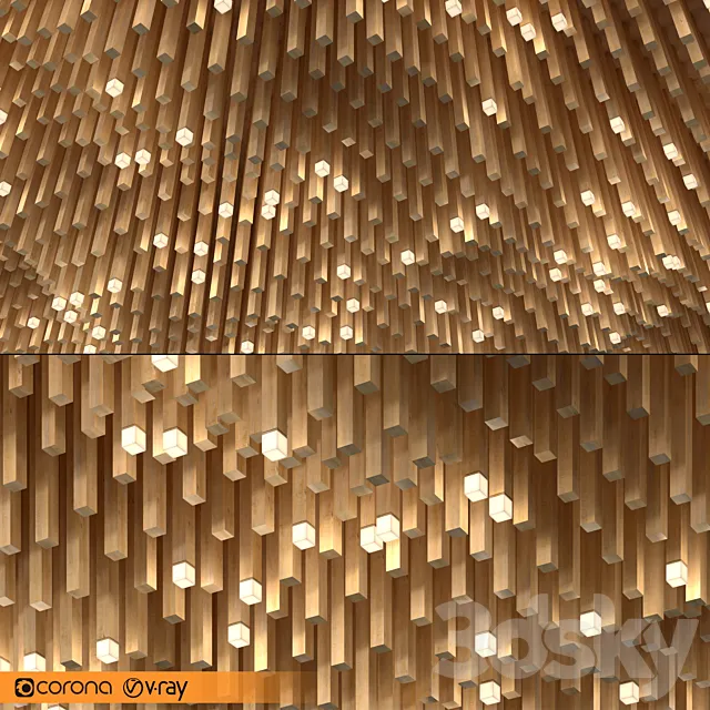 False wooden ceiling 3ds Max