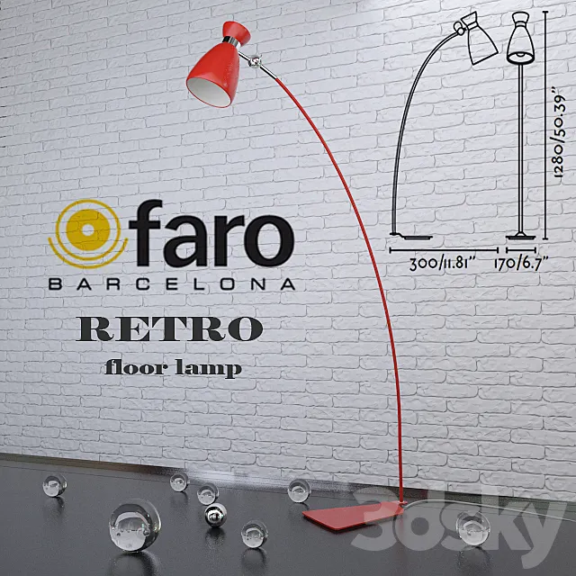 FARO RETRO floor lamp 3ds Max