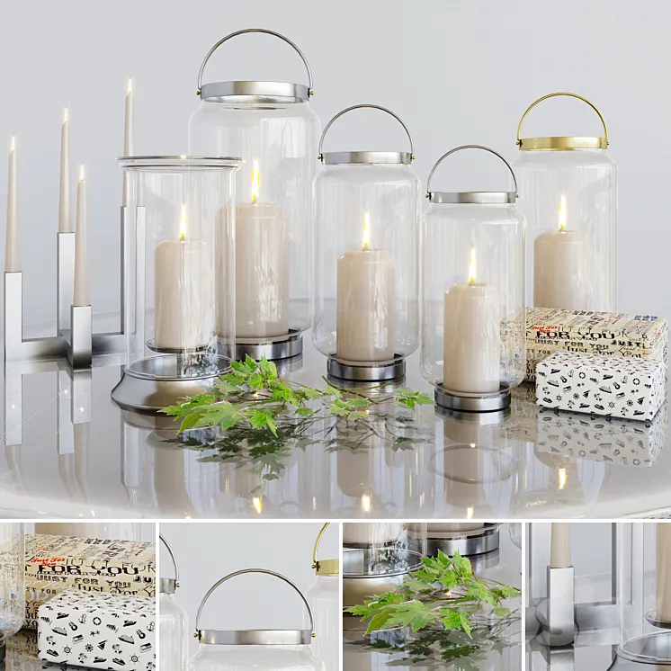 Fascinating candlesticks with candles and decor 3DS Max