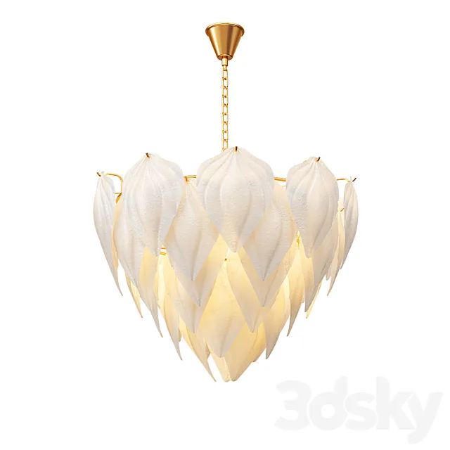 Fashion design art decorative glass leaf chandelier 3DSMax File