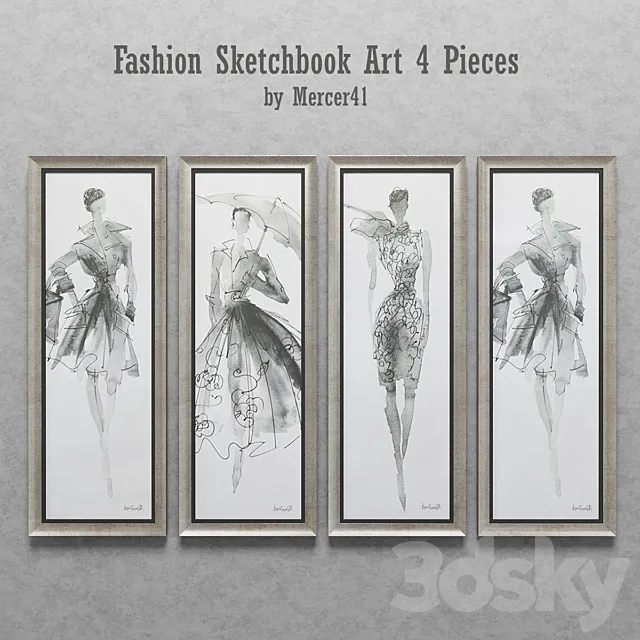 Fashion Sketchbook Art 4 Pieces 3ds Max