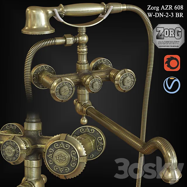 Faucet Zorg AZR 608 W-DN-2-3 BR 3ds Max