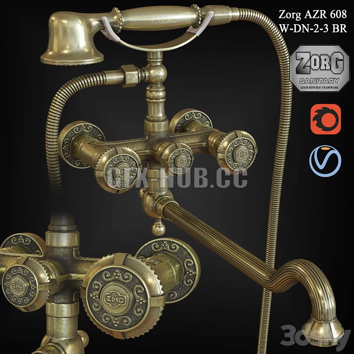 Faucet Zorg AZR 608 W-DN-2-3 BR 3dsMax Model