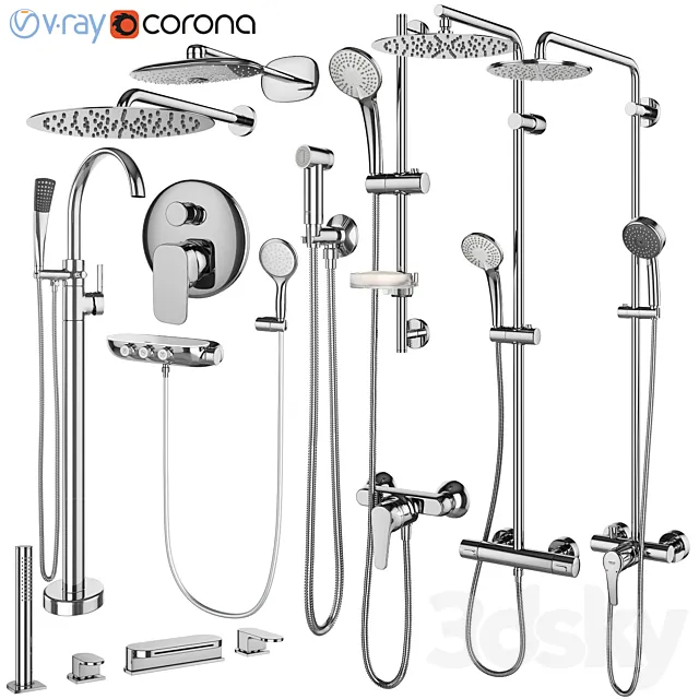 Faucets and shower systems Grohe and IDEAL standard set 144 3ds Max