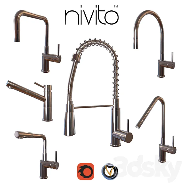 Faucets Nivito cuisine (6 pcs.. 8 colors) 3DSMax File