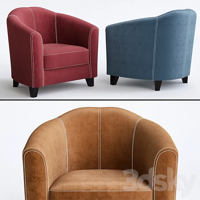 Fauteuil Club Vintage en Jeans 3ds Max