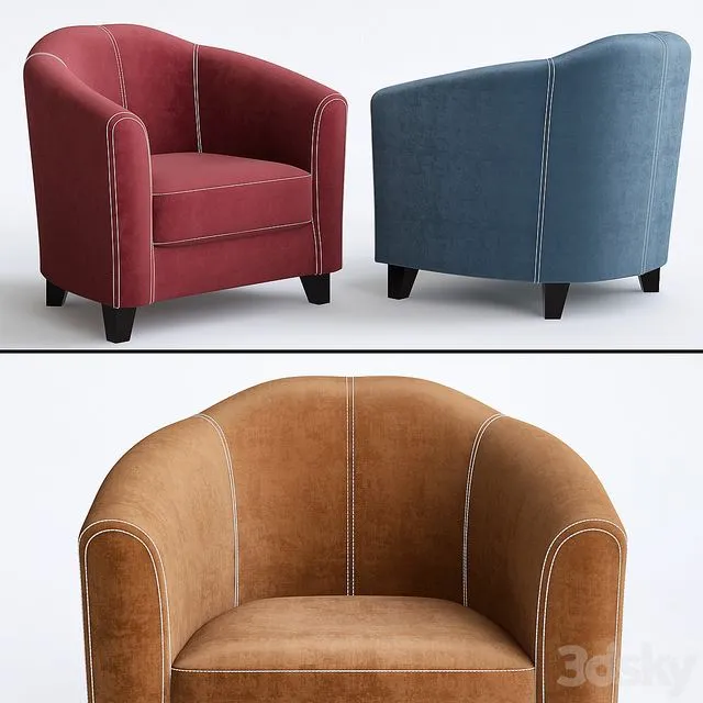 Fauteuil Club Vintage en Jeans 3dsMax Model