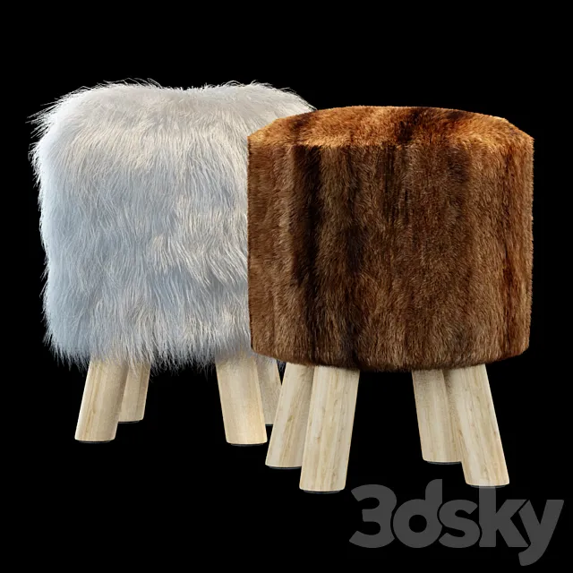 Faux Fur Stool 3ds Max