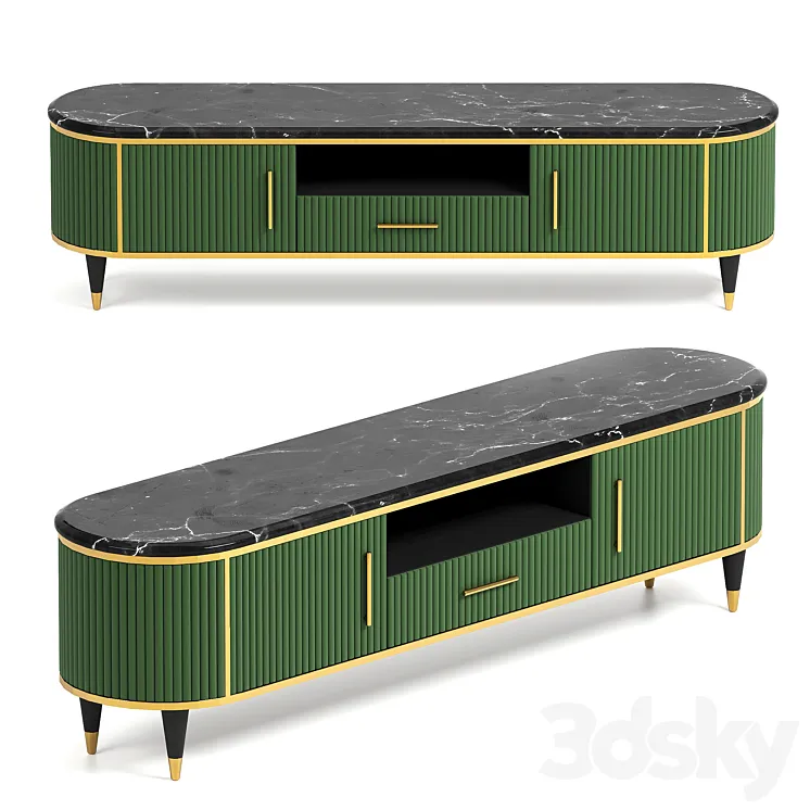 Faux Marble Top Green Media Stand 3DS Max
