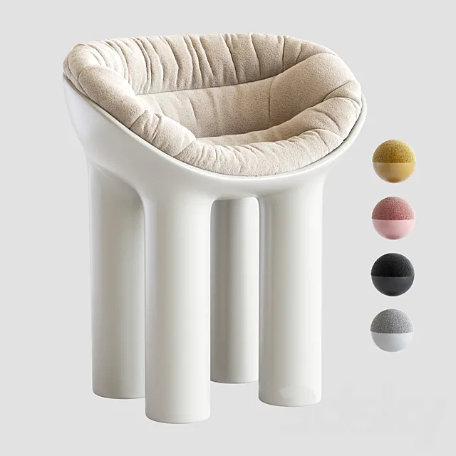 Faye Toogood Roly Poly Contemporary Dining Chair in Cream Fibreglass London 3ds Max