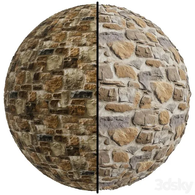 FB375 stone Facade coverings MISTO BELMONTE&ALPINO 2MAT PBR Seamless 3dsMax Model