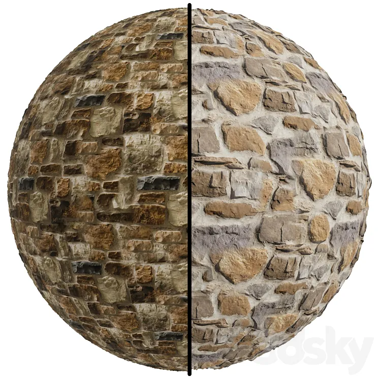 FB375 stone Facade coverings MISTO BELMONTE&ALPINO | 2MAT | PBR | Seamless 3DS Max Model