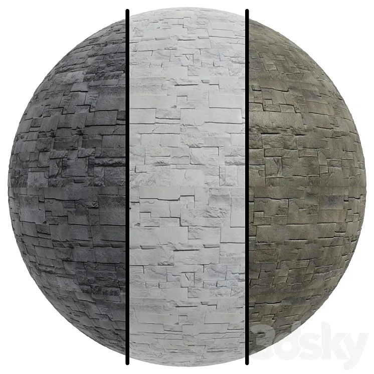 FB618 Dry Stack Faux Stone Siding covering | 3MAT | 4k | seamless | PBR 3DS Max Model