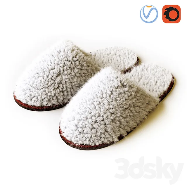 Fegen slippers white 3DS Max Model