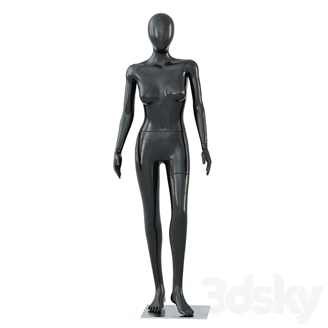 Female black mannequin in a standing pose 55 3DS Max Model