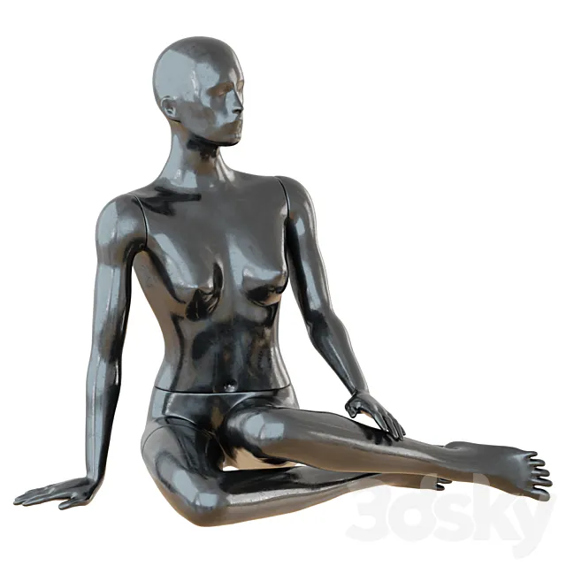 Female Black Mannequin Sitting On The Floor 65 3ds Max