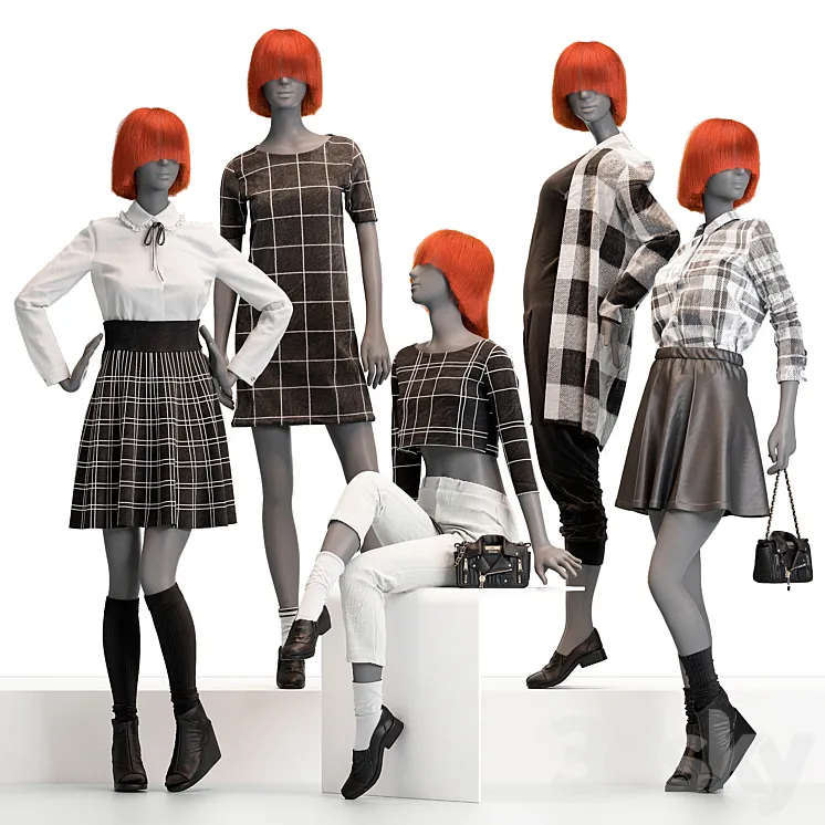 Female mannequins with clothes 3DS Max Model