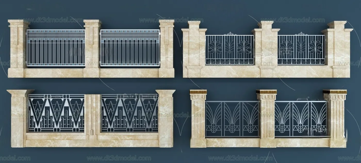 Fence 3D Models for Free Download – Architecture Fence – 017 – VRAY Render