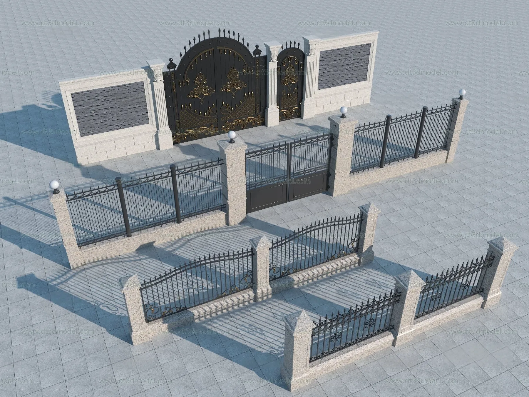 Fence 3D Models for Free Download – Architecture Fence – 049 – VRAY Render