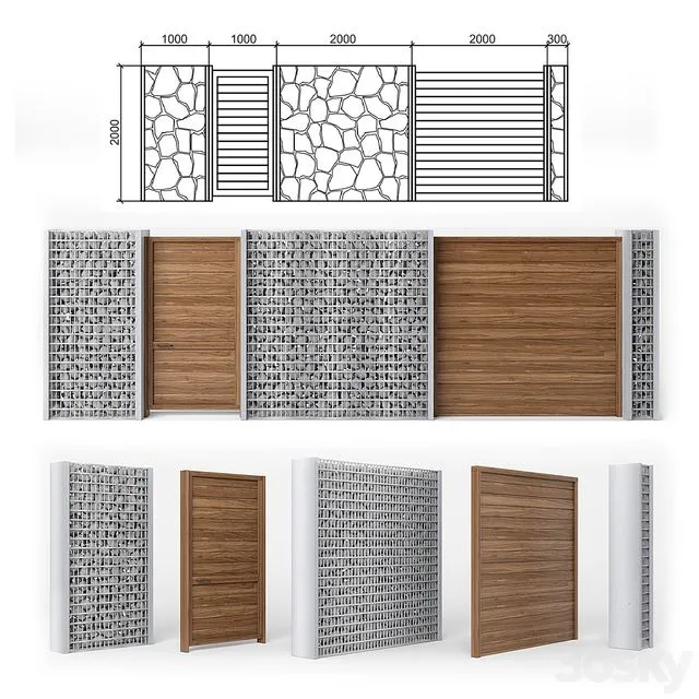 Fence gabion 3dsMax Model