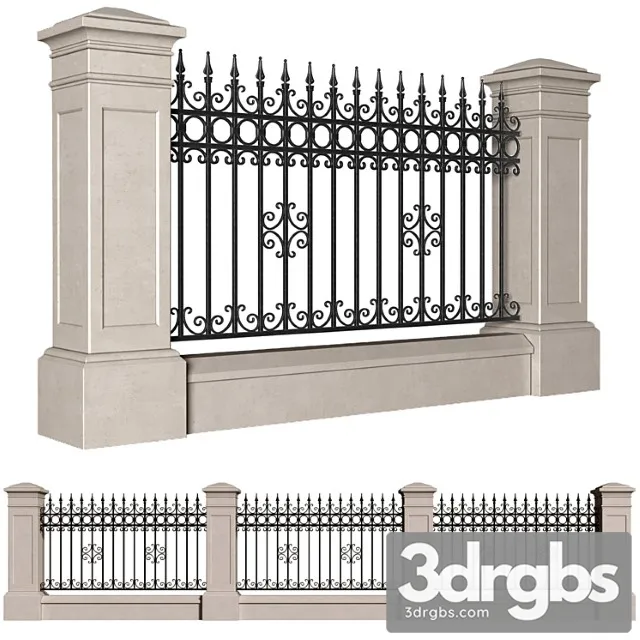 Fence In Classic Style With Wrought Iron Fence Entrance Driveway Iron Gates 3dsmax Download