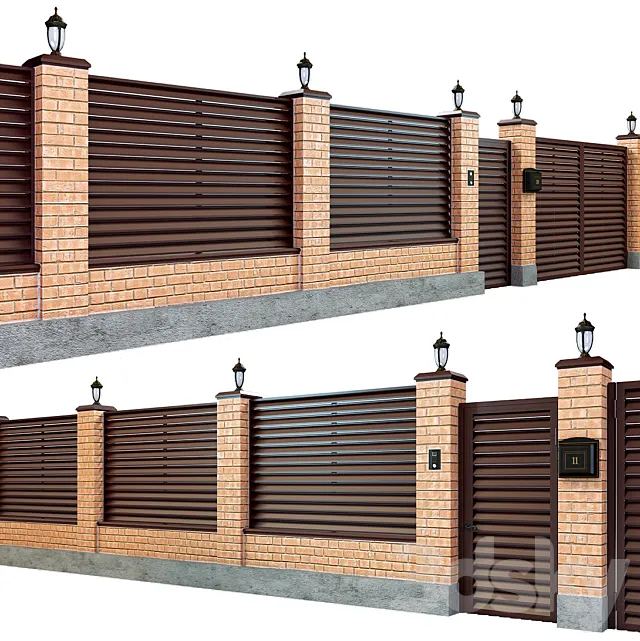 Fence with a gate and a wicket 7 3DSMax File