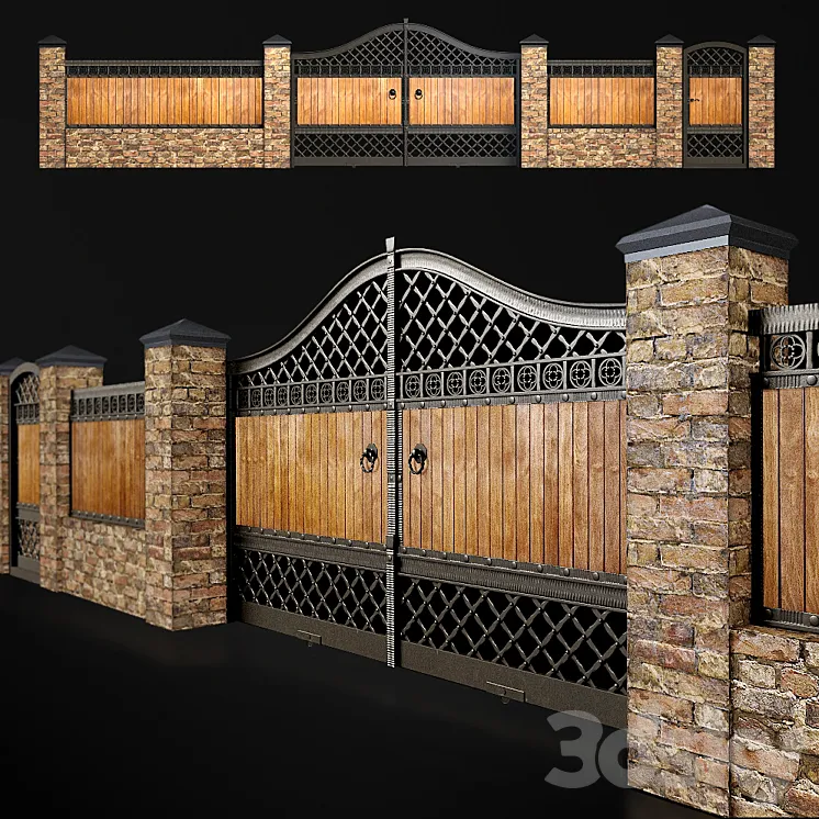 Fence with gate and wicket 3 3DS Max
