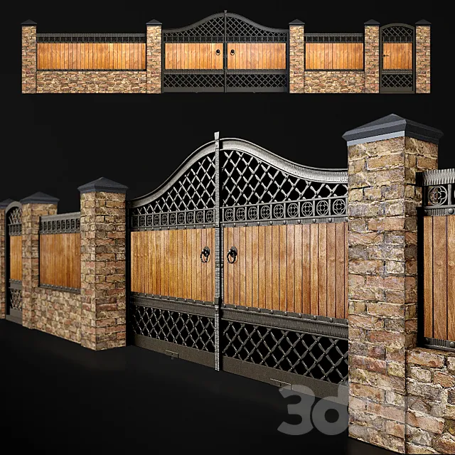 Fence with gate and wicket 3 3DSMax File