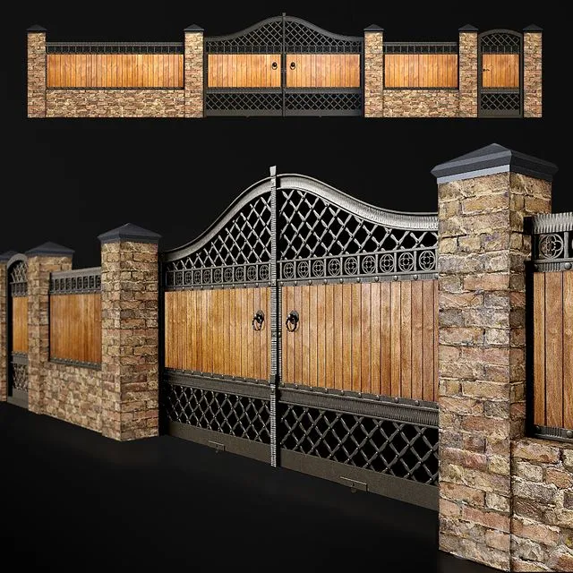 Fence with gate and wicket 3 3dsMax Model