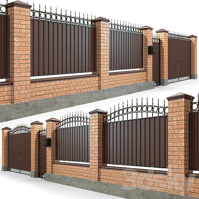 Fence with gate and wicket 5 3DSMax File