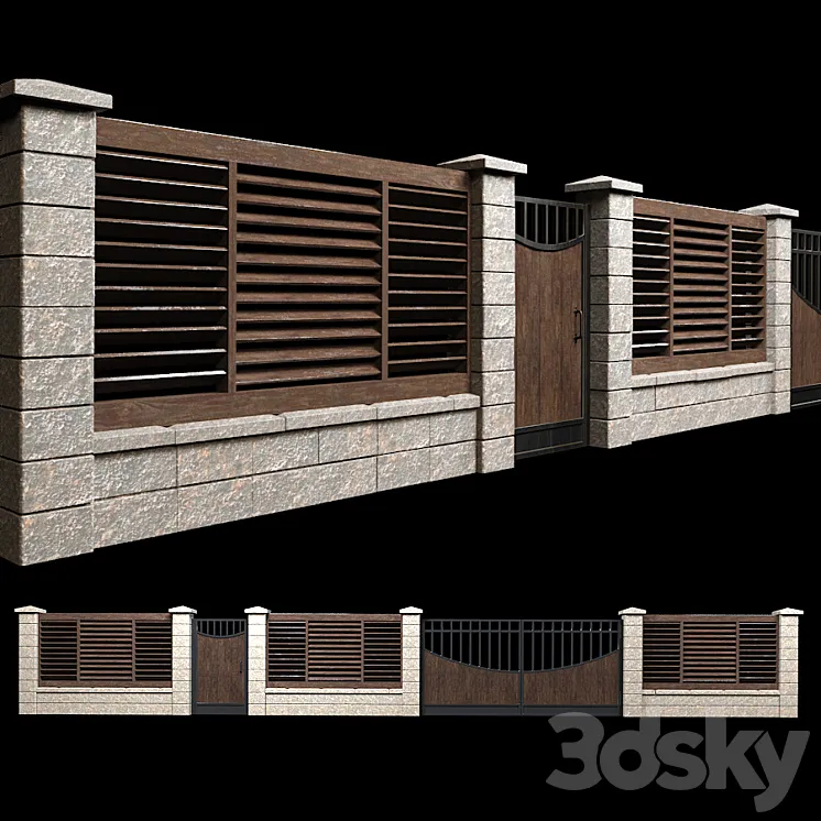 Fence with gates and wicket 2 3DS Max