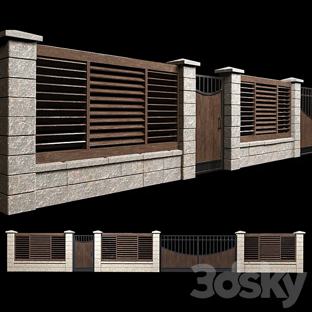Fence with gates and wicket 2 3DSMax File