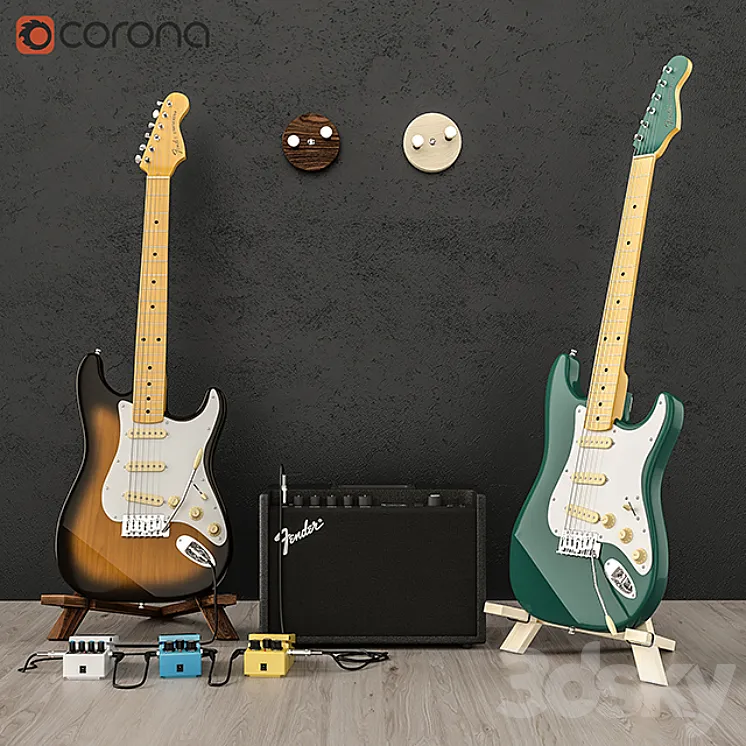 Fender guitar set 3DS Max