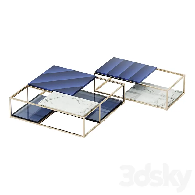 Fendi casa BOOGIE Calacatta Warm Gold (coffee table) BLUE 3DSMax File