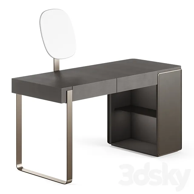 Fendi Icon Lady Desk with Mirror (Charcoal Fiddleback Sycamore) 3DS Max Model