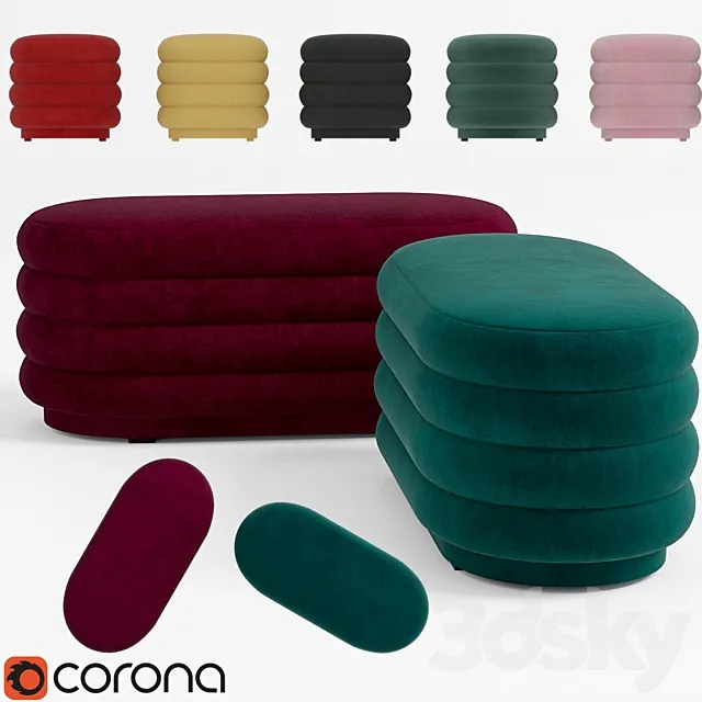 Ferm Living – Velour Pouf oval 3DS Max Model