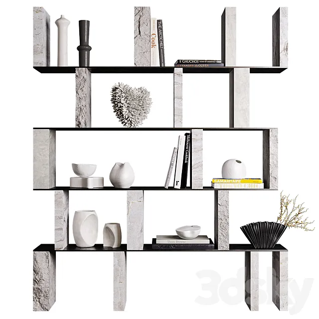 Fervital Stone Shelves with Decor 3dsMax Model