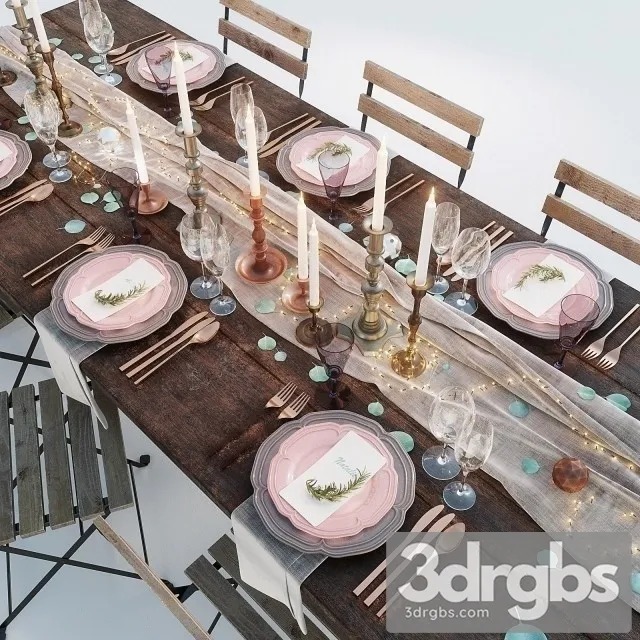 Festive Table Setting Pink 3dsmax Download